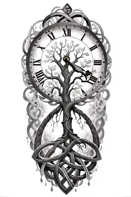 Celtic Tree Of Life Clock Surrounded By Celtic Knot