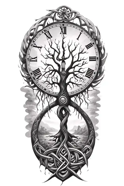 Celtic Tree Of Life Clock Surrounded By Celtic Knot