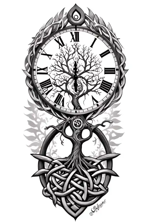 Celtic Tree Of Life Clock Surrounded By Celtic Knot