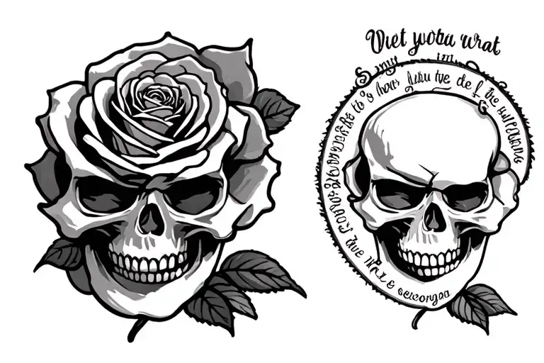 Skull Rose With A Christian Quote Intertwined Symbolizing The Client's