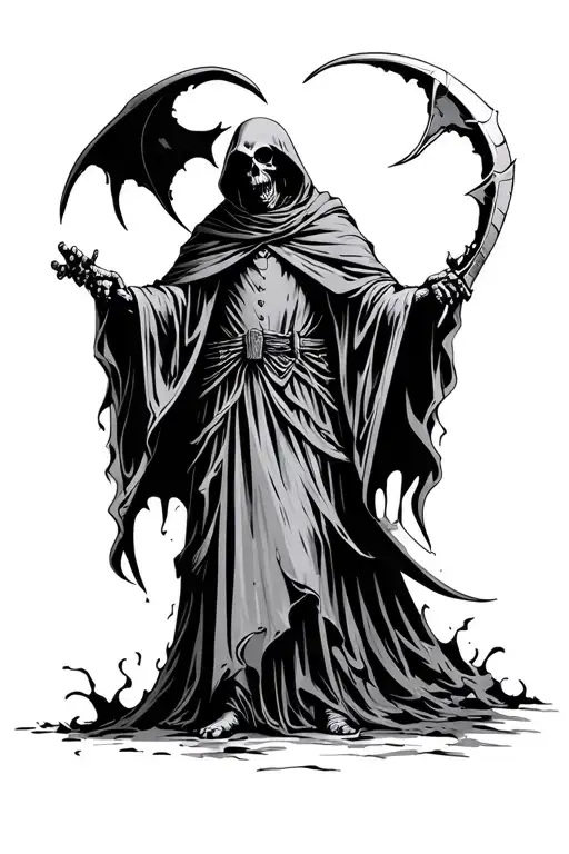 Grim Reaper Standing Full Cloak Sythe Only