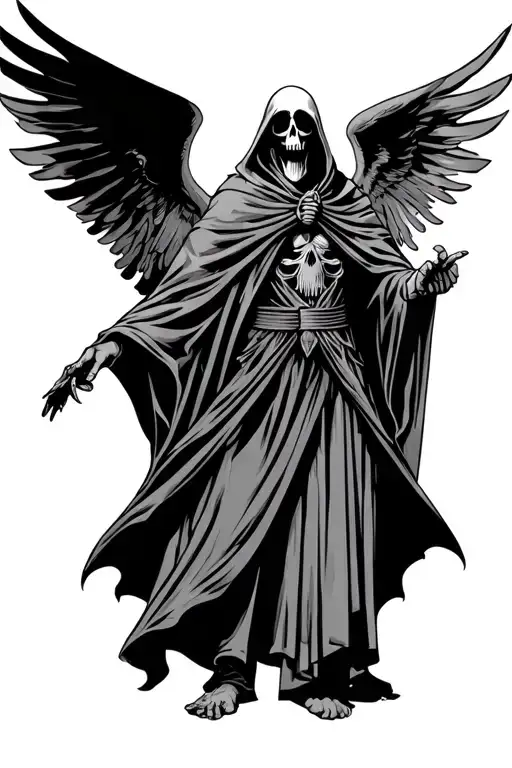 Grim Reaper Standing Full Cloak No Hands Evil Face