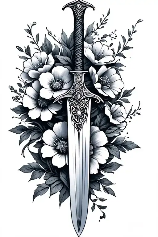 Thin Sword With Flowers
