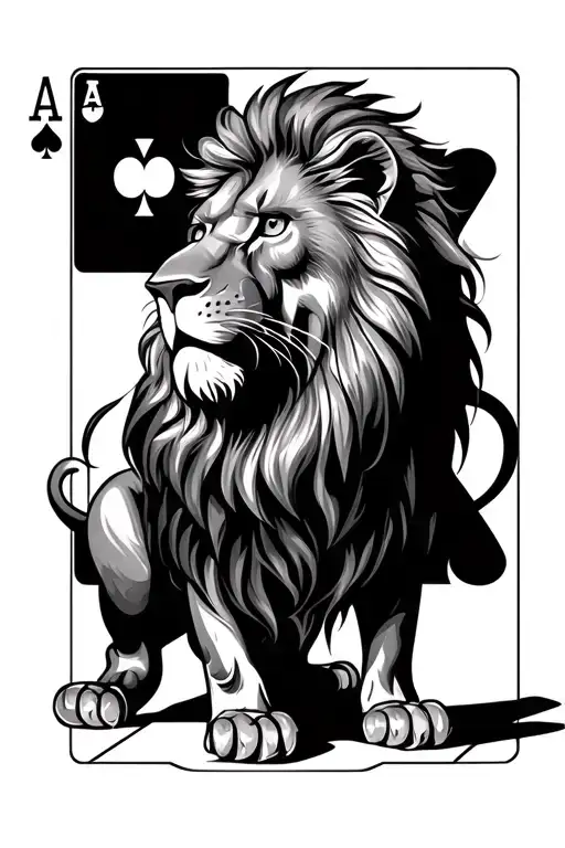 Lion And Playing Cards
