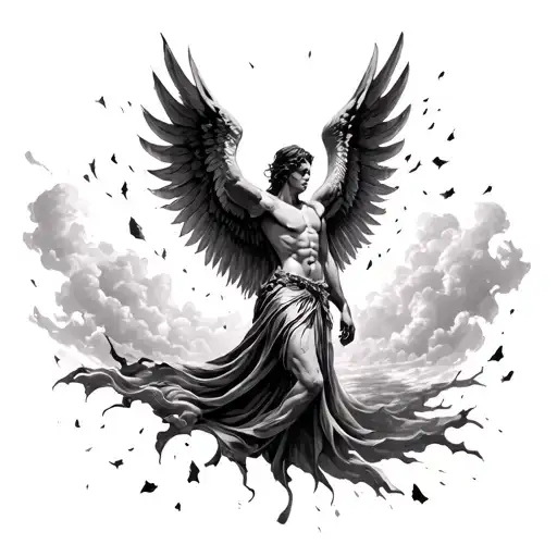 Icarus Wings Decaying And Falling From The Sky