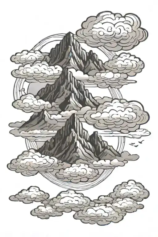 Clouds Underneath Mountain Range With A Winding