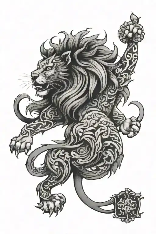 Persian Traditional Lion Symbol For A Sleeve