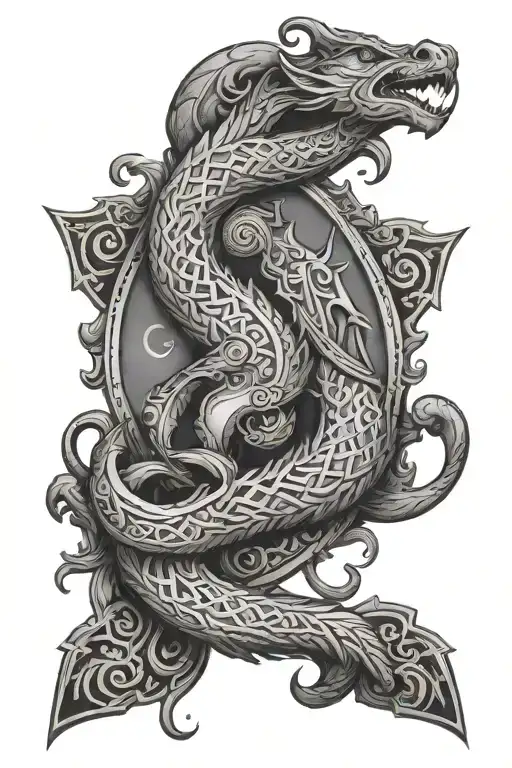 Rostam Mythological Hero Symbol Design For A Sleeve