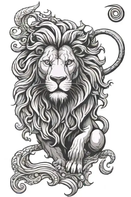 Rostam Mythological Lion Symbol Design For A Sleeve
