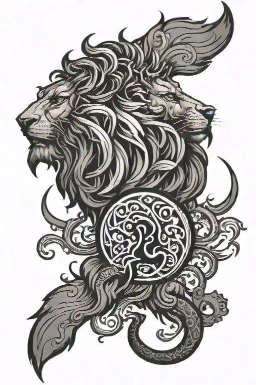 Iran Mythological Lion Symbol Design For A Sleeve