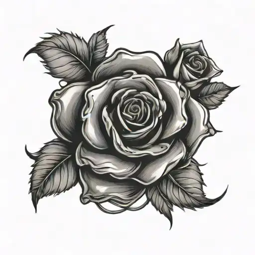 Brass Knuckle And Rose Intertwined