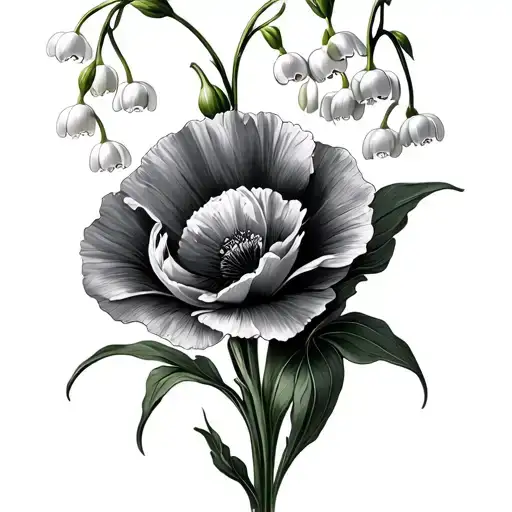 Lily Of The Valley With Carnation With Poppy Flower