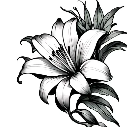 Flower Of Lily On The Spine