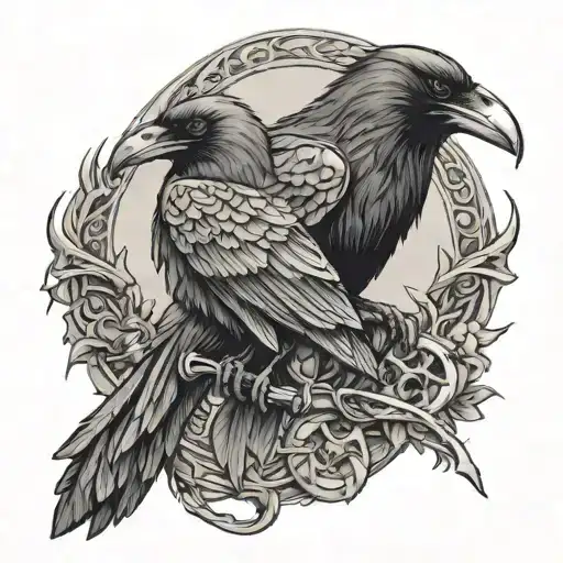 Ravens On A Viking Skeleton