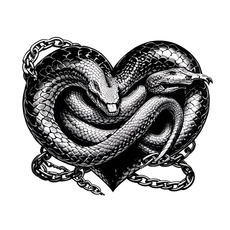 Snake Chained Heart