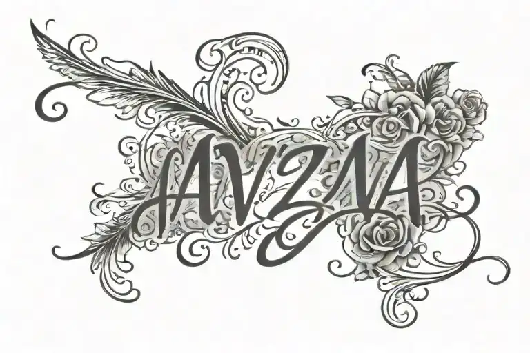 Avz Iya Text Written Horizontally Collarbone Cursive