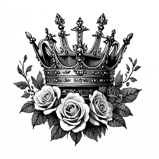 Queens Crown And Roses Surrounding
