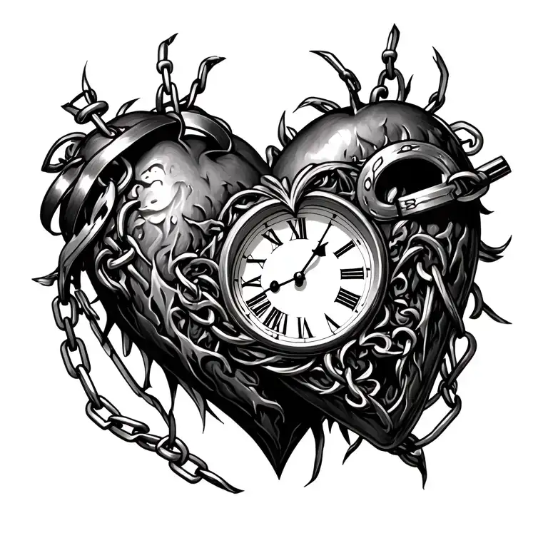 Heart Clock Chained