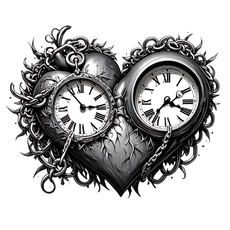 Heart Clock Chained
