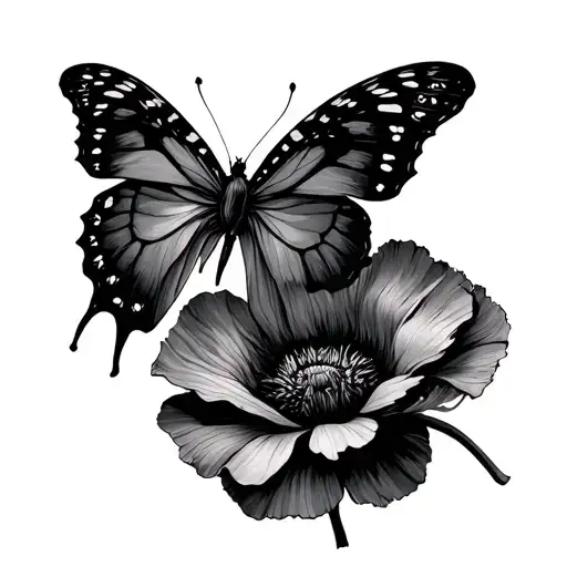 Night Butterfly And Faded Poppy Gothic Art Rolled Around