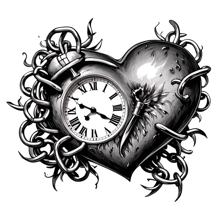 Heart Clock Chained