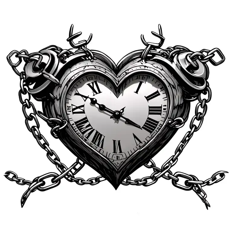 Heart Clock Chained