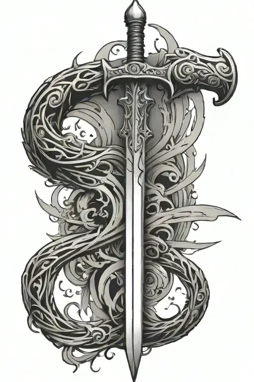 Very Long Straight Sword On Ground