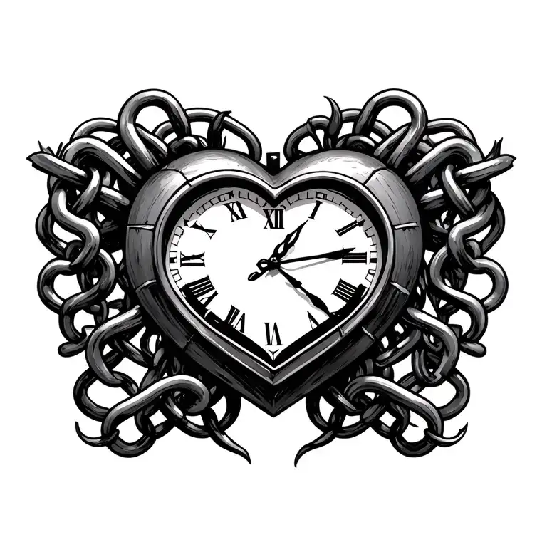 Heart Clock Chained