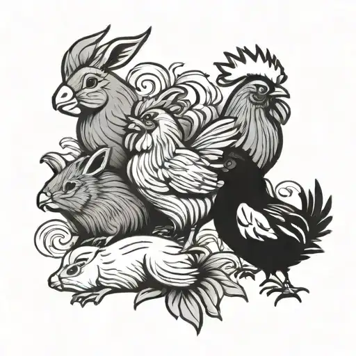 Rabbit Pig And Rooster