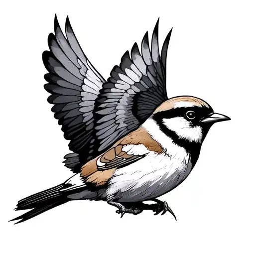 Line Drawing Of Sparrow Flying