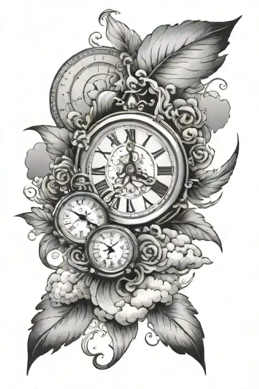 Clock And Clouds Surrounding