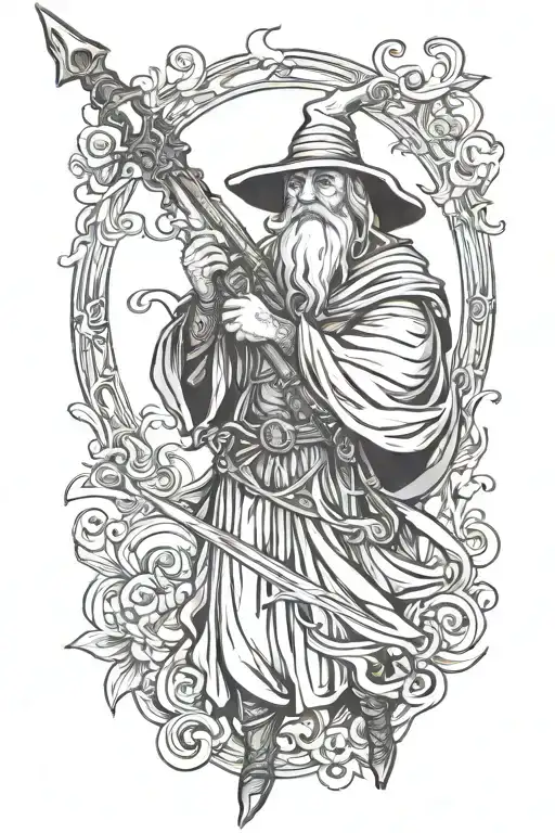 Wizard Holding A Staff And An M4 Assault Rifle
