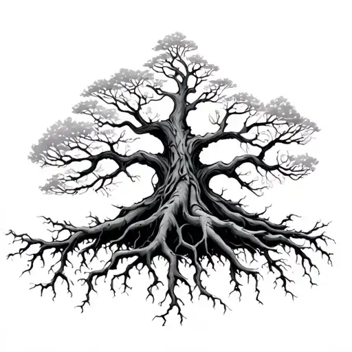 Ygg Drasil Tree Roots With Vegvisar