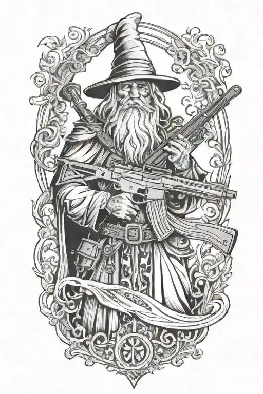 Wizard Holding An M4 Assault Rifle