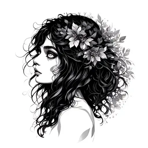 Tree Line Silhouette Women With White Eyes