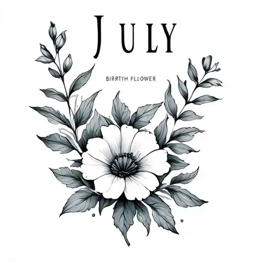 July Birth Flowers With Name Written