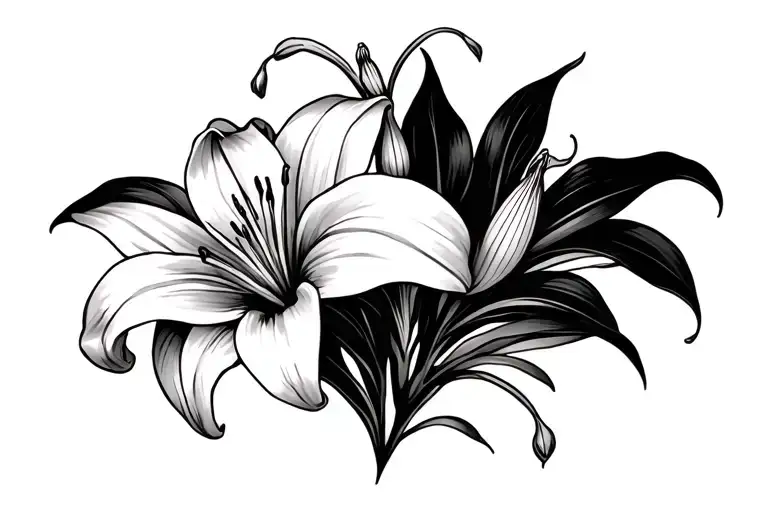 Snow Drop And Lily Intertwined