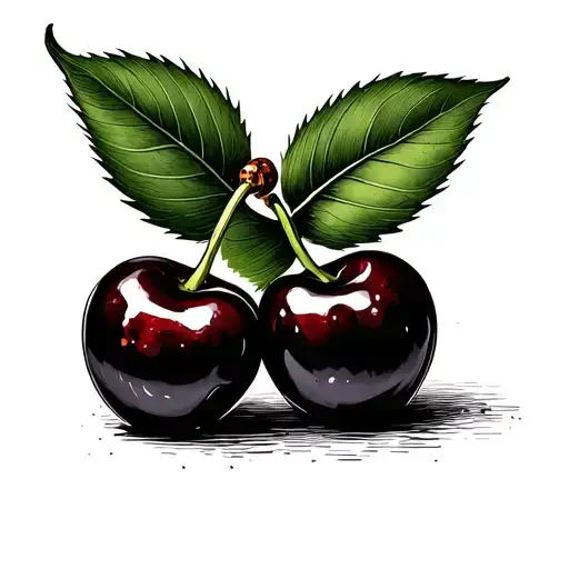 2 Cherries Elegant Small Sexy Fine Line Black