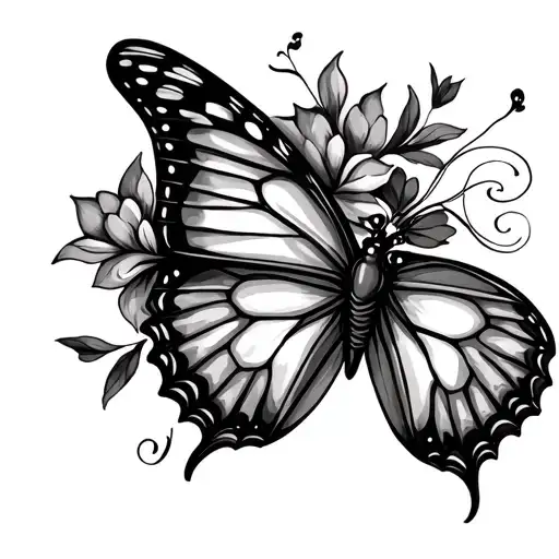 Butterfly Elegant Small Sexy Fine Line Black