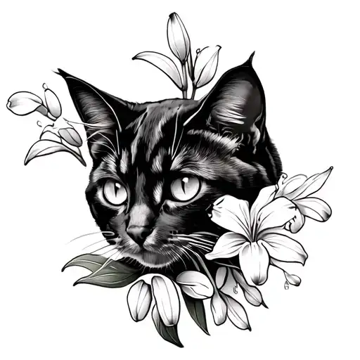 Cat Flower Made From Lily Of The Valley Outline Only