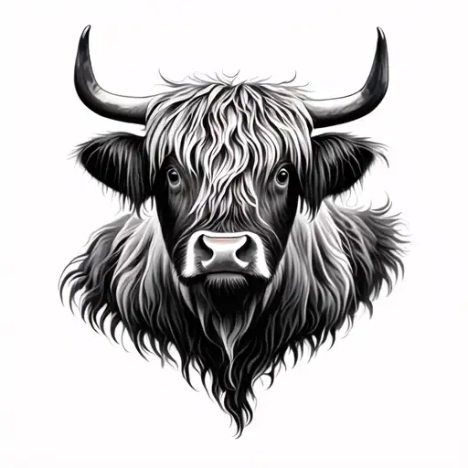 Highland Cow Realistic Portrait