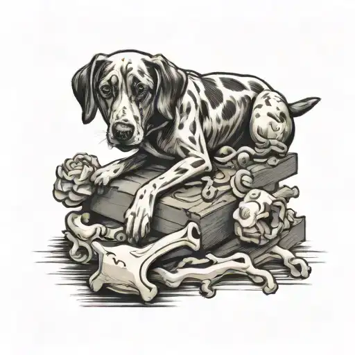 A Dog Stealing A Bone From A Pile Of Stolen Goods