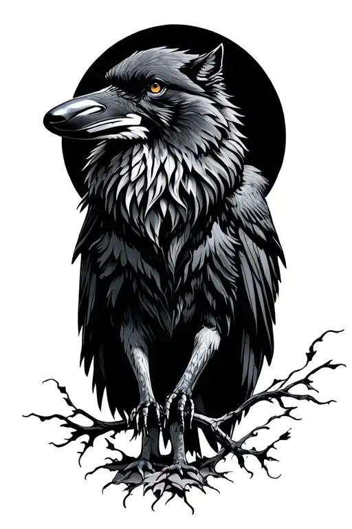 Raven And Wolf Standing