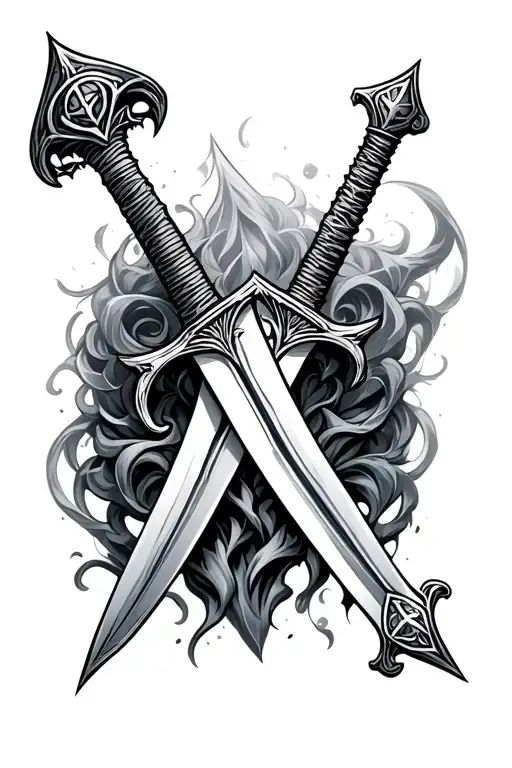 Sword And Magical Staff Crossed