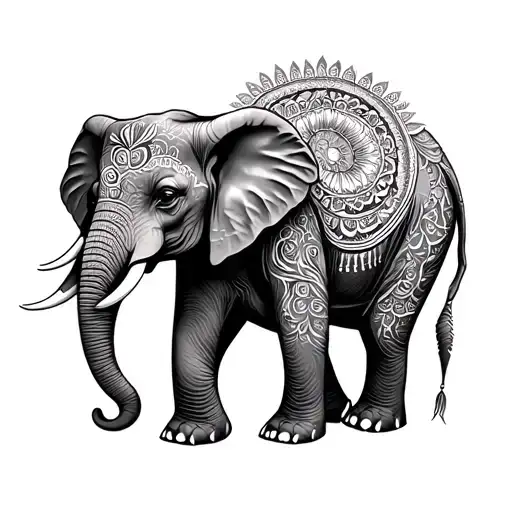 Realistic Elephant Mandala Design