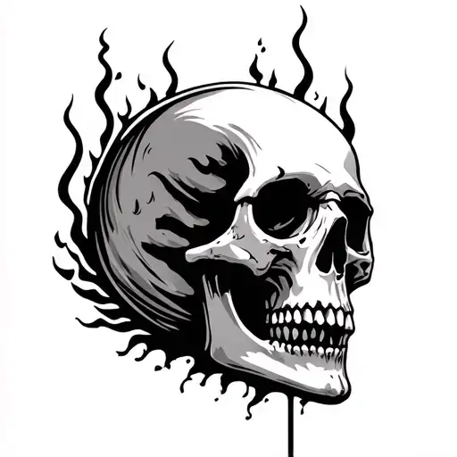 Skull With Rising Ashes Symbolizing Rebirth