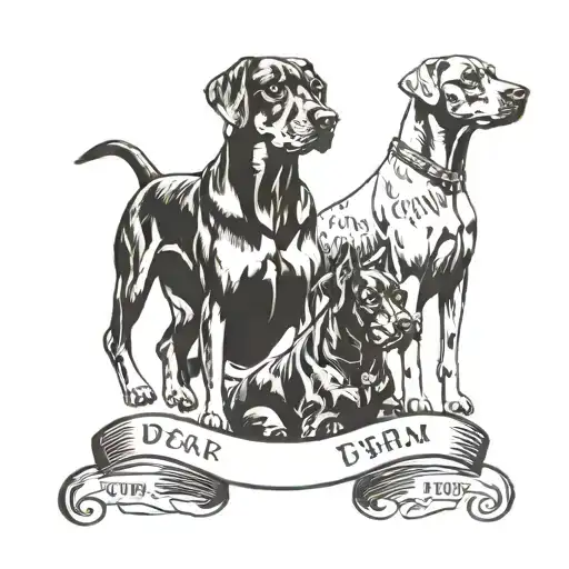 1 Doberman Dog And 1 Boxer Dog And Font Written Puppy