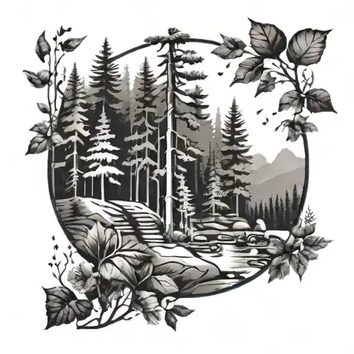 Incorporate Music Notes Into A Forest Scene With Hidden Hiking Trails