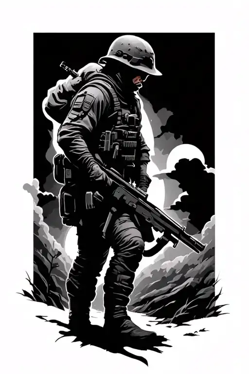 Lone Soldier Silhouette Intertwined