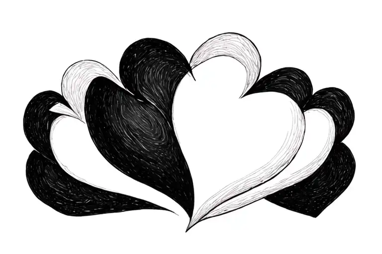 5 Hearts Drawn One Under Another In One Continuous Line